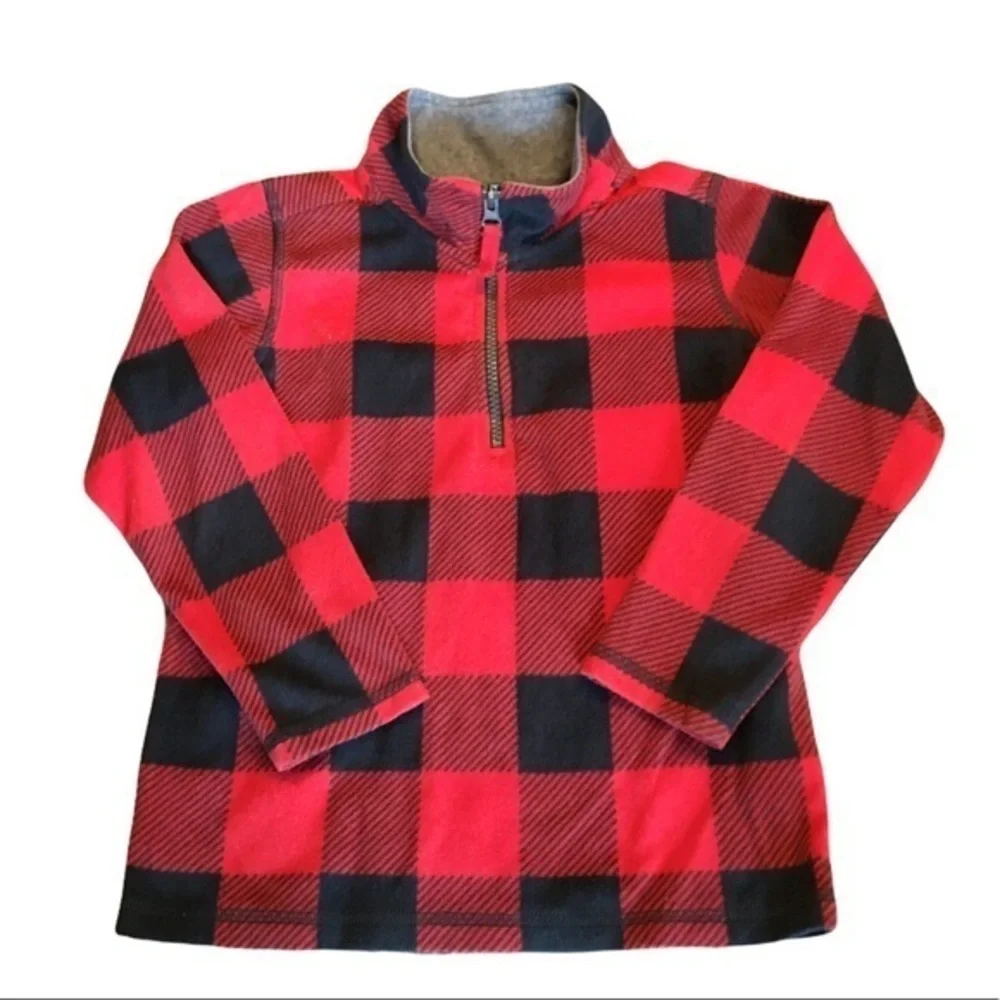 CARTER’S Kids Buffalo Check 1/4 zip fleece shirt